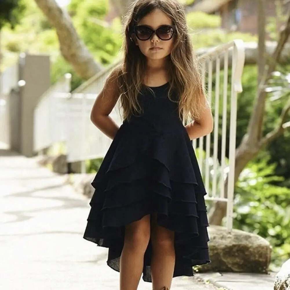 

2019 Summer Infant Kids Baby Girl Sleeveless Backless Solid Color Strap Boho Dress Sundress Clothes
