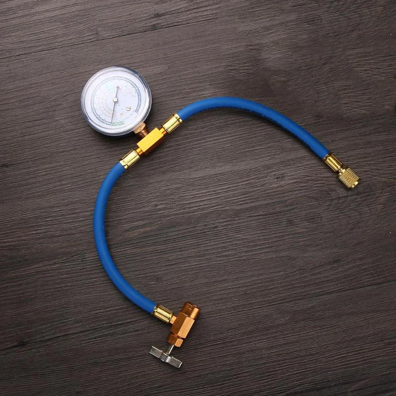 

R134A to R12 R22 Refrigerant Recharge Hose Pipe with Can Tap Pressure Gauge