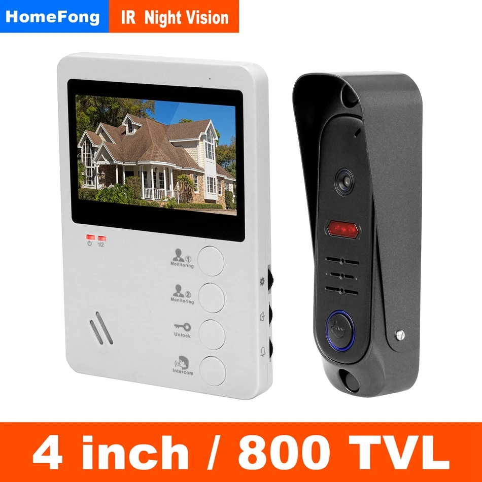 

HomeFong Video Door Phone intercom Doorbell 4" HD Screen With IR Night Vision Camera Support Unlock Recording visiophone maison