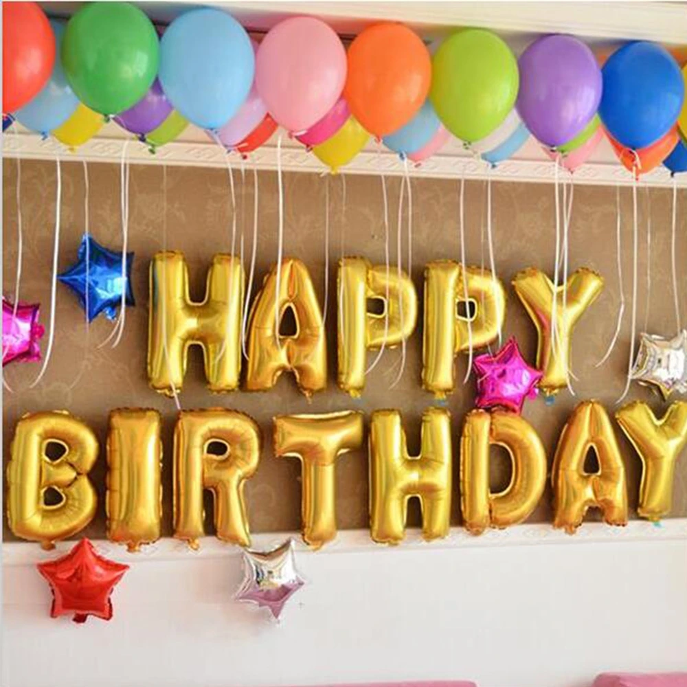 

16 Inch Happy Birthday Foil Balloons 100Pcs Air Ballons 10 Inch 10Pcs Love Star Foil Balloons Birthday Party For Kids Toys