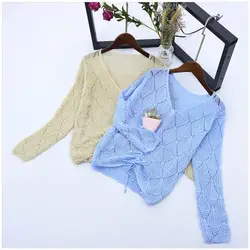 2019 весна лето v-образный вырез полый свитер женский винтажный шнурок с длинным рукавом однотонный пуловеры женский укороченный топ