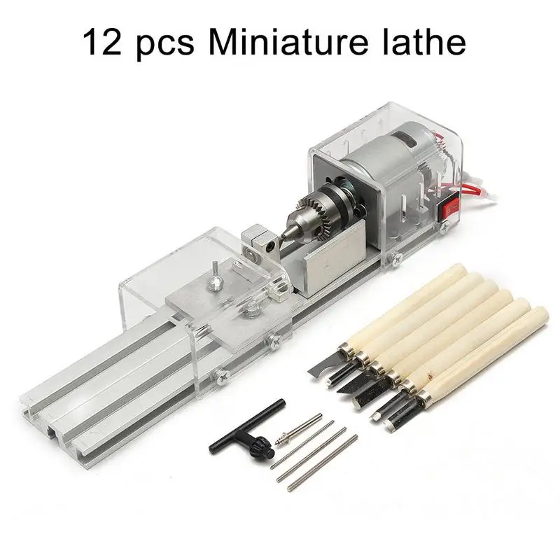 

12pcs/set 24V 100W Mini Lathe Machine Beads Polisher Machine For Wood Woodworking DIY Rotary Tool