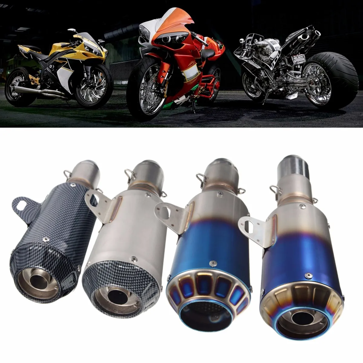 1pcs L 260mm 38 51mm Motorcycle Cafe Racer Exhaust Pipe With Sliding gl500-cafe-racer-exhaust-reviewmotors-co