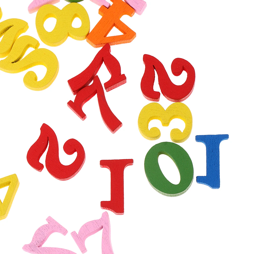MagiDeal Colorful 100 Pieces Wooden Numbers for Children Kids Math Learning Educational Toys Kindergarten School Teaching Tool 2