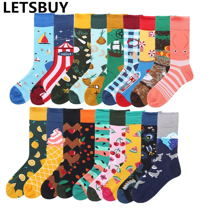 

LETSBUY colorful mens wedding socks novelty style couple business party socks