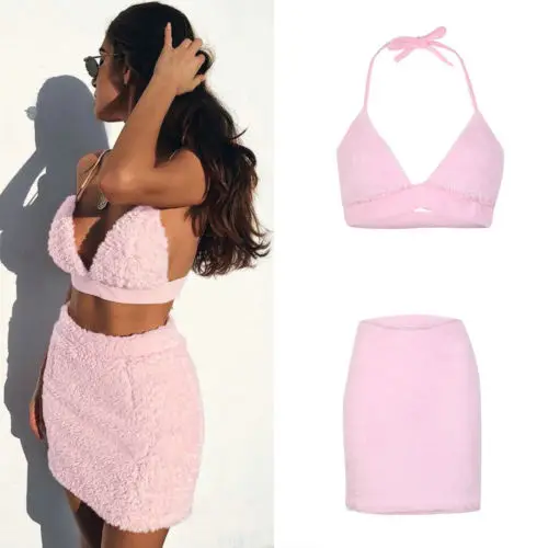 

2018 Hot UK 2pcs Women Backless Crop Top Bodycon Skirt Co ord Set Clubwear High Street Summer D ress