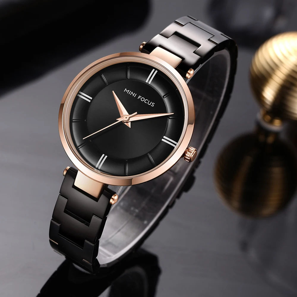 

MINI FOCUS 2019 New Women Watches Top Brand Luxury Quartz Clock Black Stainless Steel Strap Fashion Elegant Ladies Wristwatch