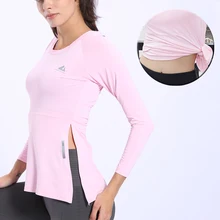 Женская спортивная быстросохнущая рубашка с длинным рукавом для йоги, фитнеса, полиэфирная эластичная мягкая удобная дышащая тонкая рубашка для бега в тренажерном зале