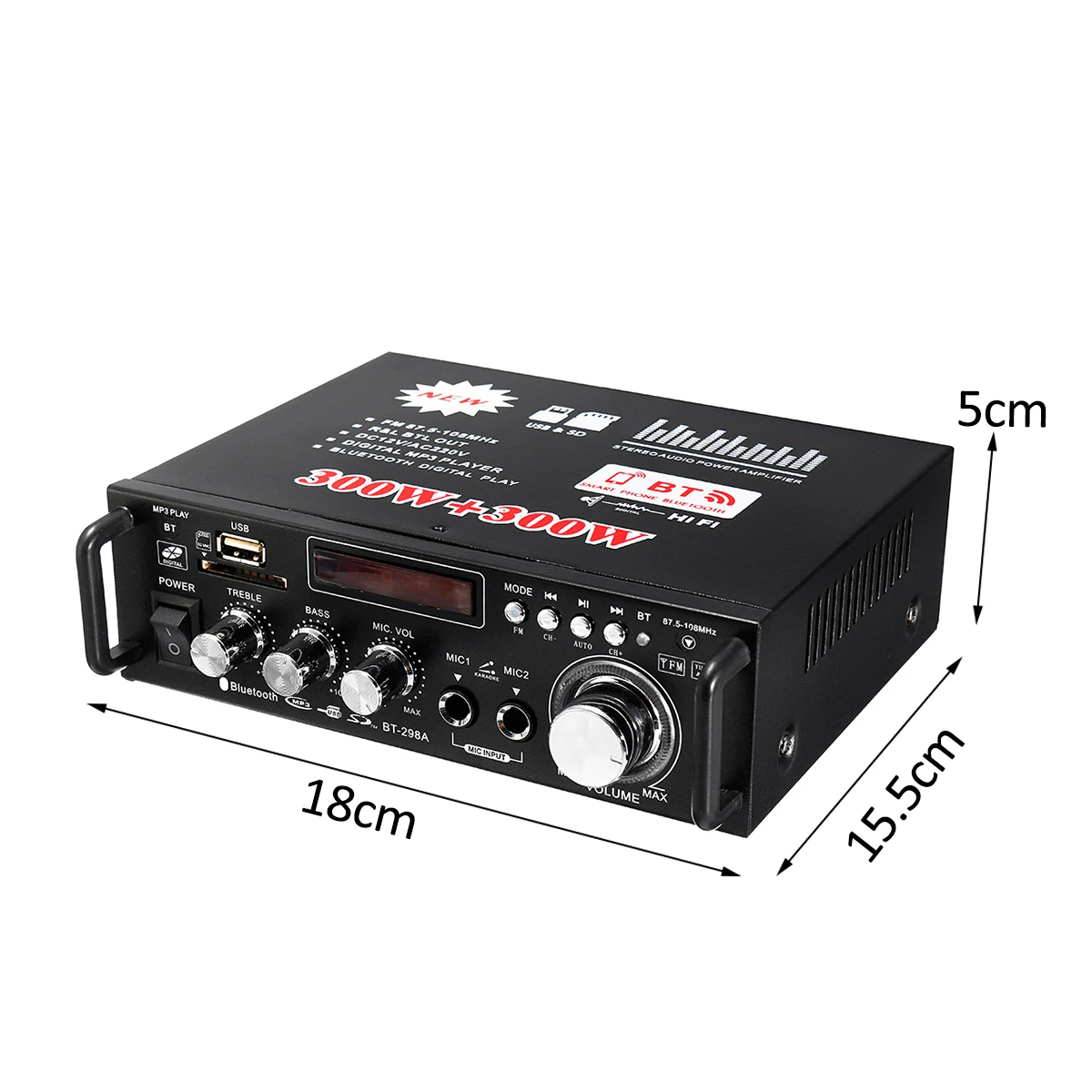 600W Auto HIFI Verstärker Audio Stereo Power bluetooth FM USB Radio Amplificador 