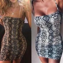 Новинка, элегантное женское облегающее платье-карандаш, змеиная кожа, Осеннее Сексуальное Женское Платье с открытой спиной, Короткие вечерние мини-платья