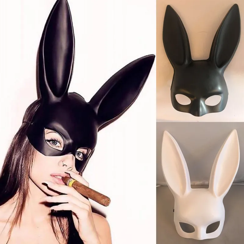 

Women Party Bunny Long Ears Rabbit Face Mask Halloween Cosplay Masquerade Bar Ball Costume
