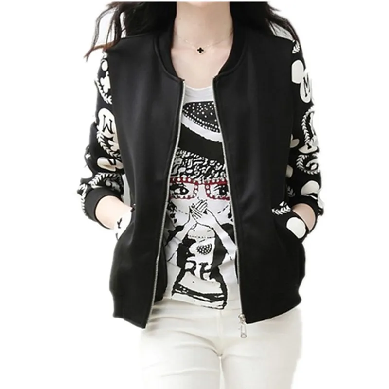 

XUXI Floral Printed Spring Women's Jackets Plus Size Short Female Coat Zipper Chaqueta Long Sleeve Women Bomber Jacket FZ150