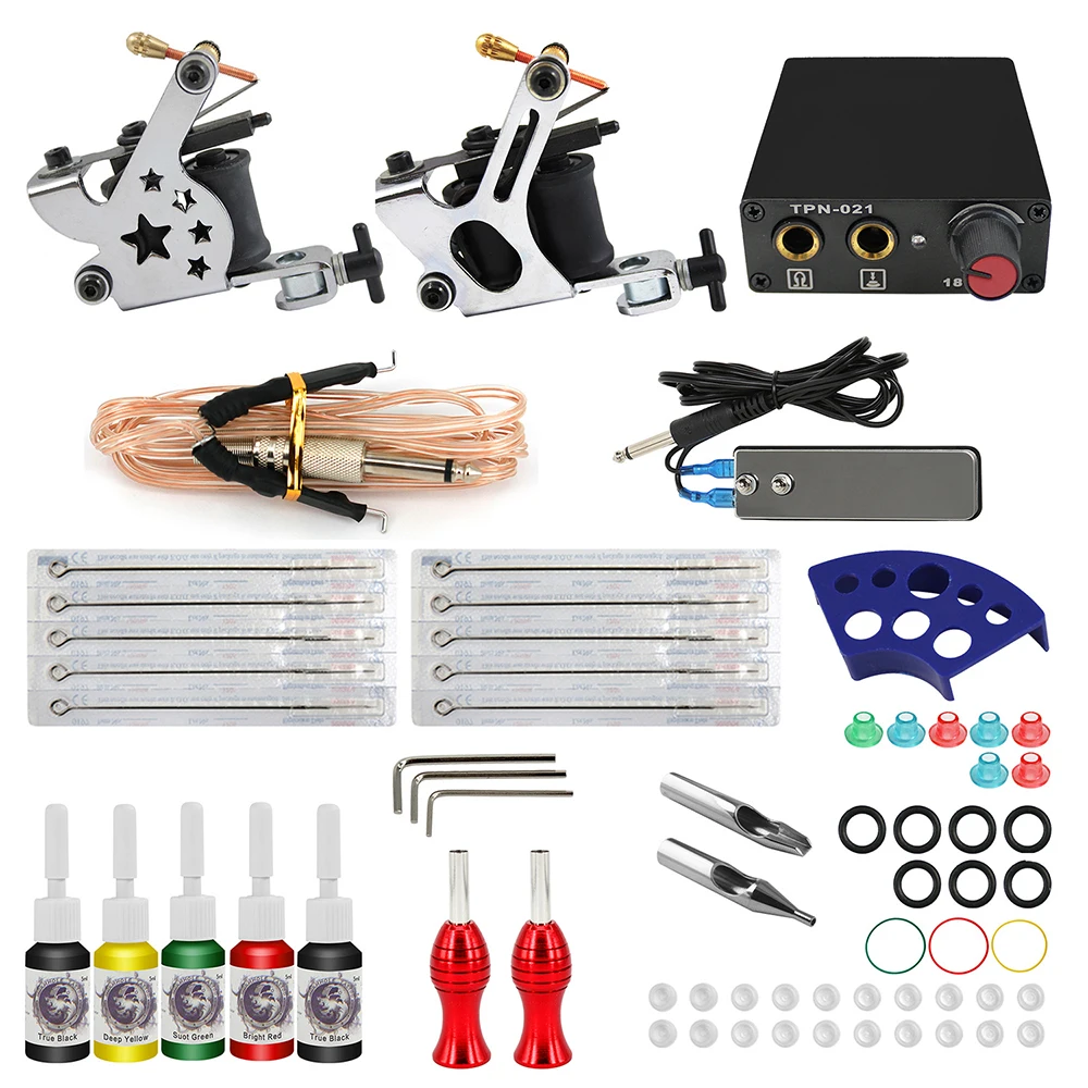 

Professional Tattoo Machine Kit Sets 2 Rotary Machines for Body Art Color Inks Power Supply US/EU/UK Plug