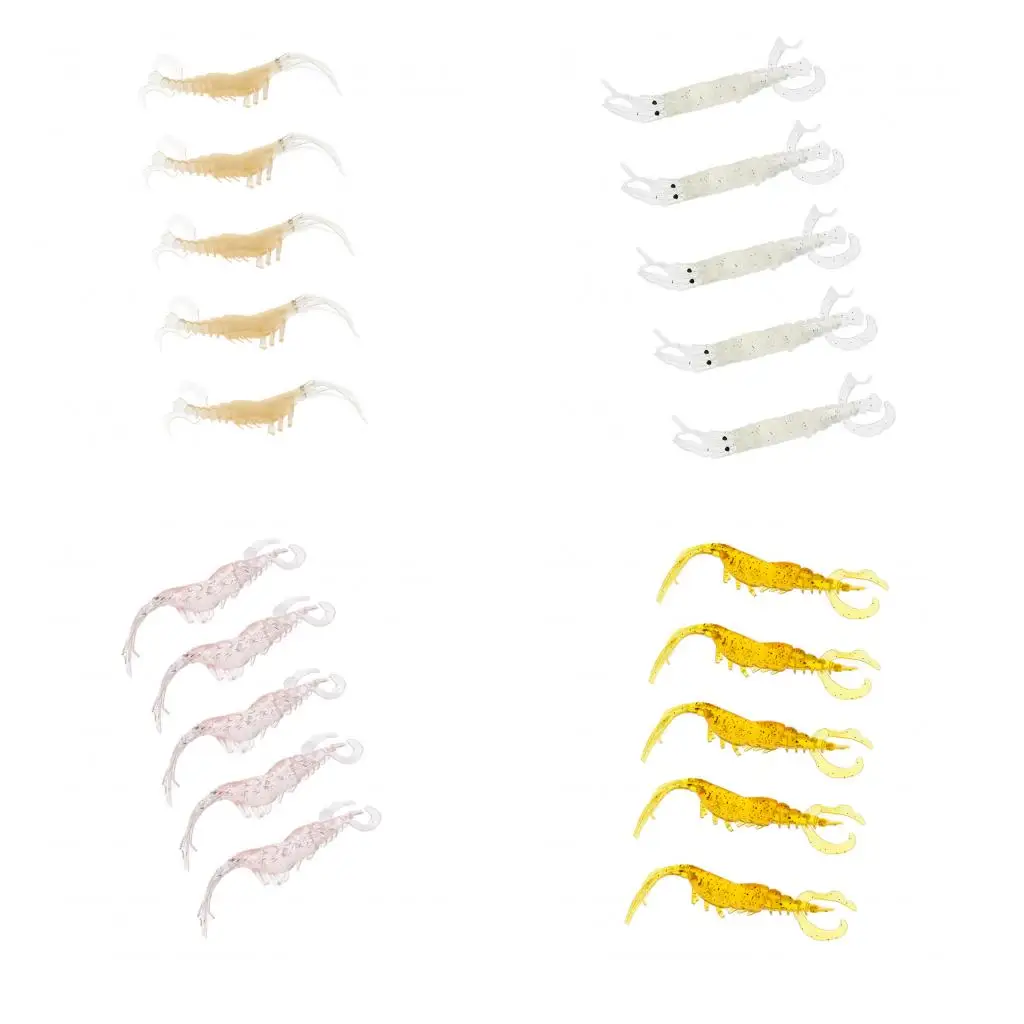 

5pcs Soft and Flexible Shrimp Fishing Lures Soft Lures Luminous Bait Saltwater Freshwater Simulation Shrimp