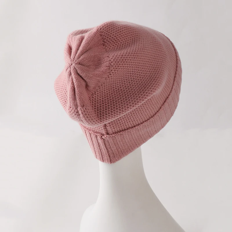 Модная зимняя теплая простая стильная женская шапка, вязаные кашемировые шапочки