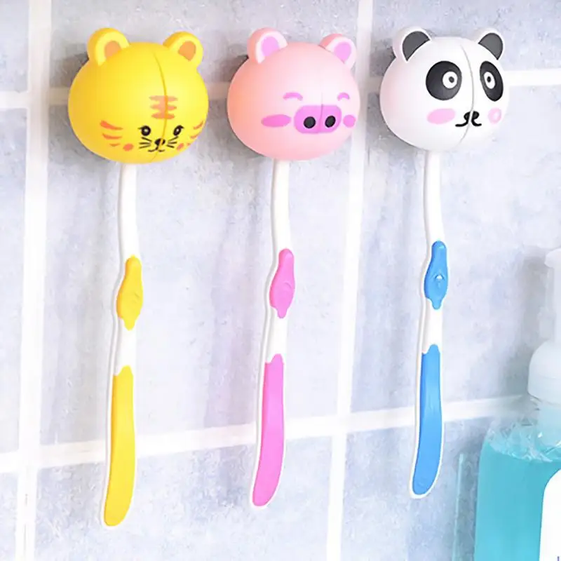 

Household Bathroom Portable Children Cartoon Animal Toothbrush Holder Wall-mounted Suction Cup Toothbrush Holder Style Random