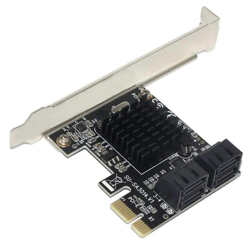 

Marvell 88SE9215 PCIE to SATA Card PCI-E Adapter PCI Express to SATA3.0 Expansion Card 4Port SATA III 6G for SSD HDD IPFS Mining