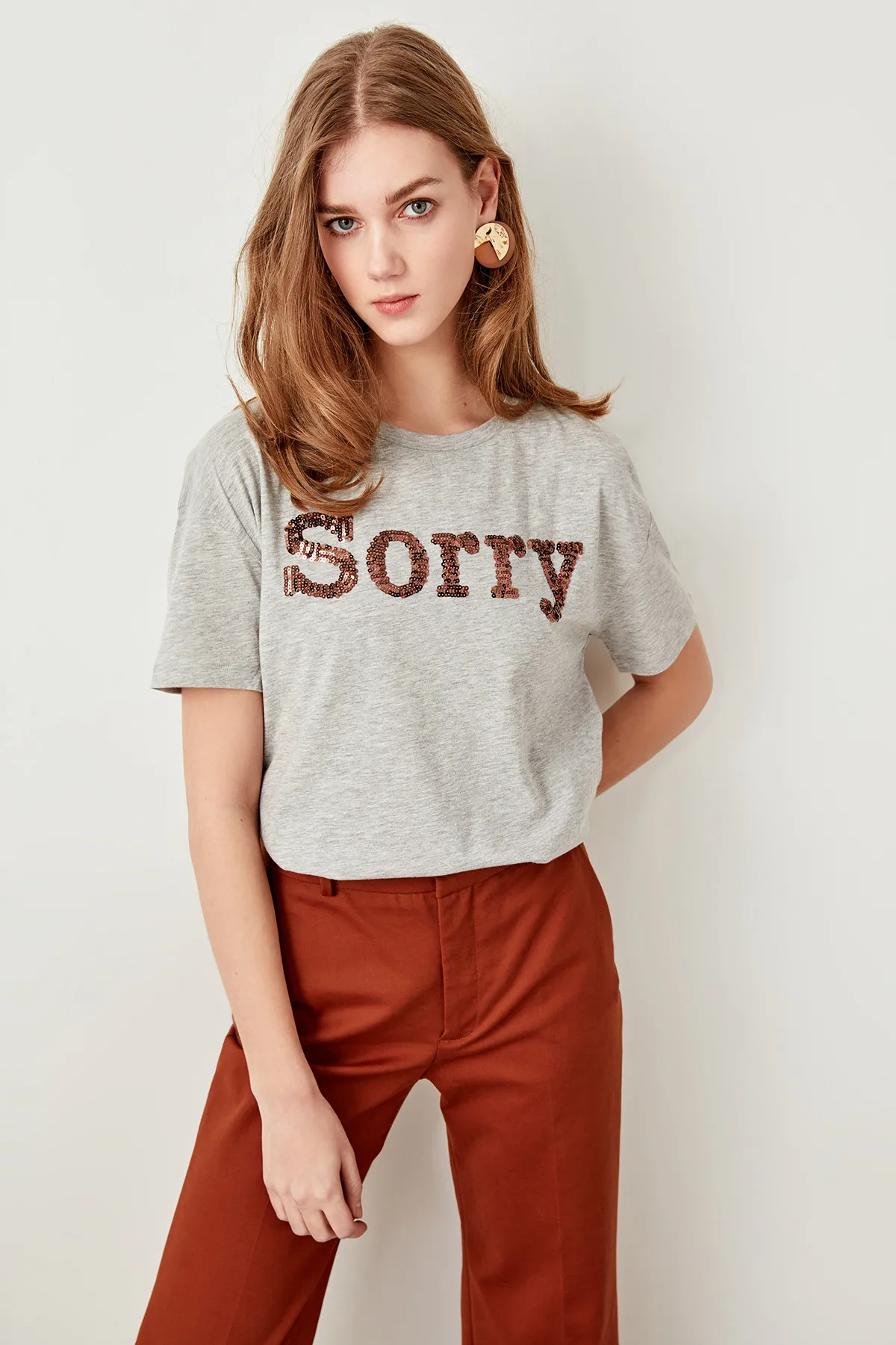Trendyol Gray Knitted T-shirts TWOSS19RG0001 | Женская одежда