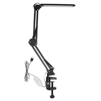 

CLAITE 6W LED Swing Arm Desk Lamp USB Dimmable Flexible Arm Lamp Clamp Table Lamp Stepless Eye Protection Reading Light DC5V