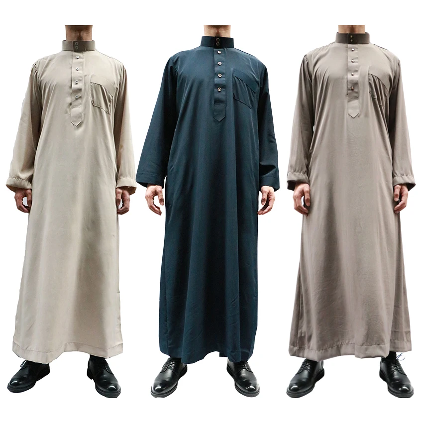 Middle Ease Men Muslim Traditional Costumes Long Solid Jubba Thobe Man Indian Kaftan Islamic