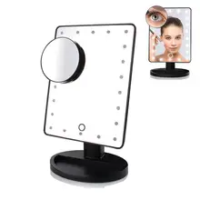 16 светодиодов макияж зеркало 180 градусов вращение увеличение зеркала с сенсорным диммером переключатель стол косметическое зеркало