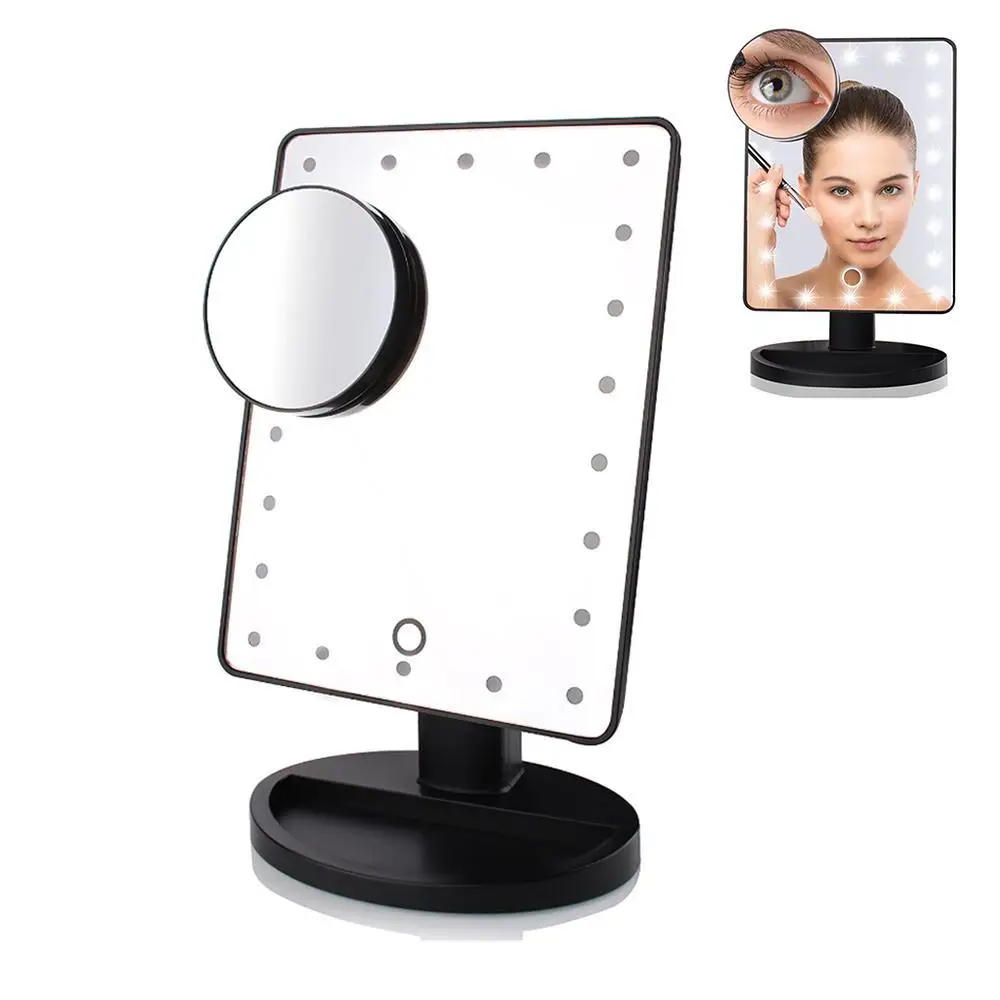 

16 LEDs Makeup Mirror 180 Degree Rotation Magnification Mirrors with Touch Dimmer Switch Table Desk Cosmetic Mirror