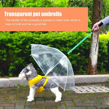 

Hot Sale Transparent Pet Dog Umbrella LED 7 Changeable Color Glowing Umbrella Traction Rope For Small Medium Sized Dog
