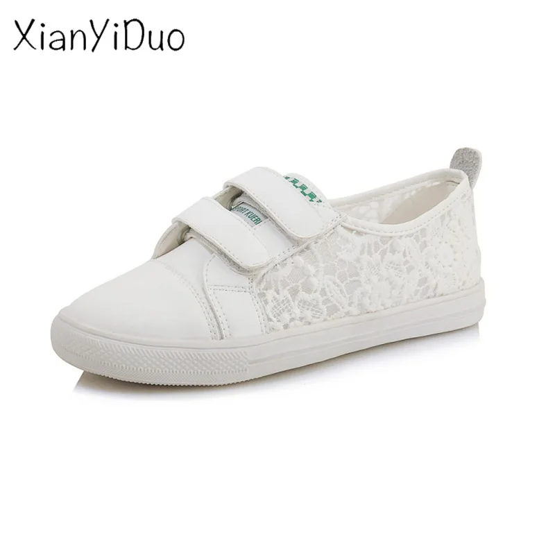 

Xianyiduo 2019 new Spring Casual round Toe Flat Platform Bordered women's shoes Hook & Loop Beige plus size 40-46 /16-38