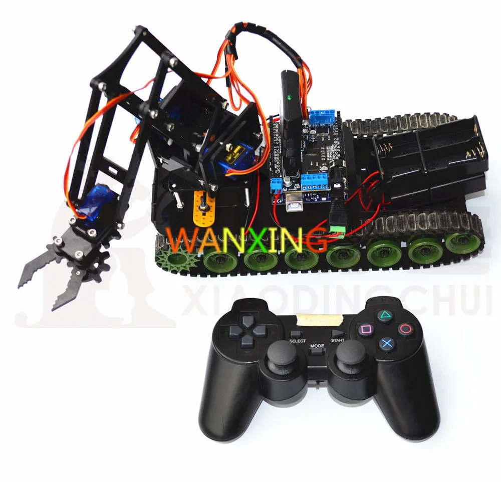 

Hi Tech Remote Programmed robot, Tank manipulator PS2 mearm, adult puzzle toy robo Electric okul cantasi rasperry pi robots