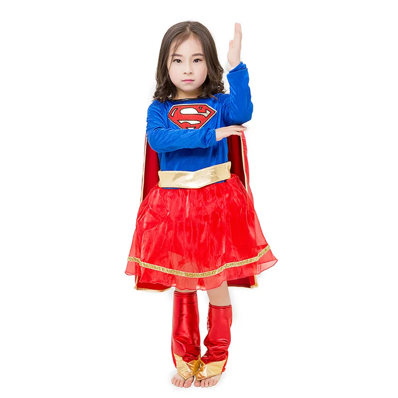 Kid Children Supergirl Costume Superhero Fancy Dress Party Outfit Cover Book Day