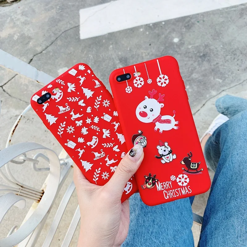 Mofend чехол для телефона iPhone 6 6S 7 8 плюс милый мультфильм Рождество Санта Клаус Лось