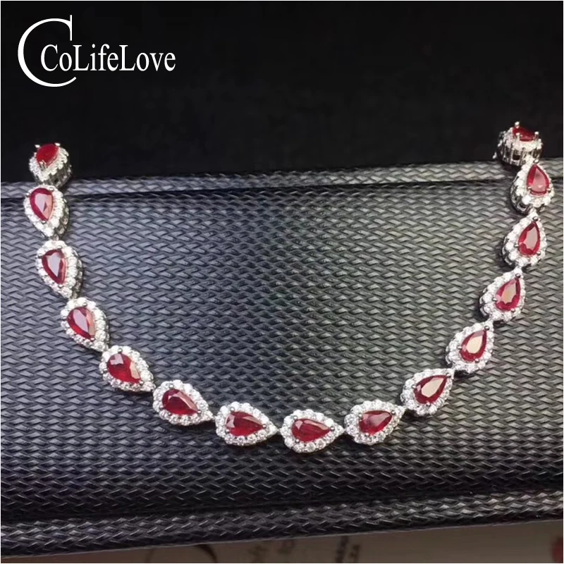 Buy 925 silver ruby fine jewelry 14 pieces natural
