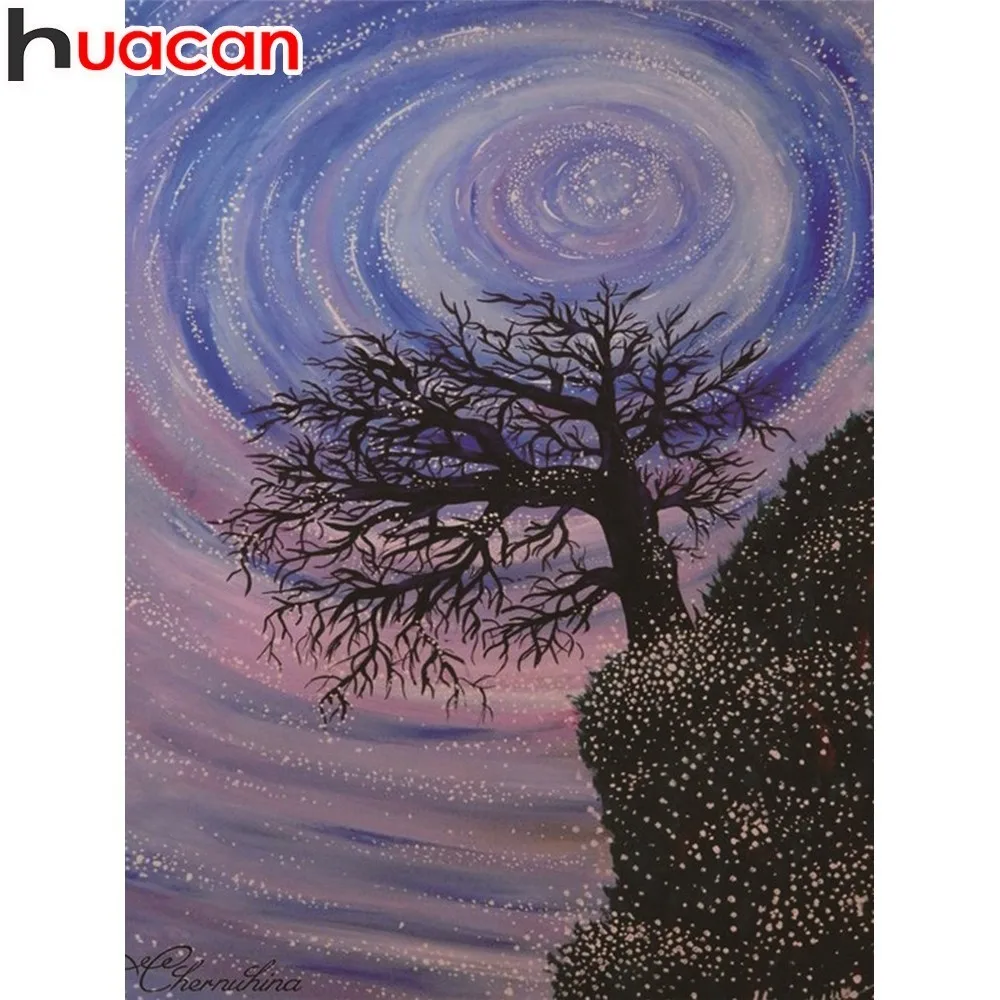 

HUACAN Diamond Painting Tree Full Square Landscape Diamonds Picture Wind Of Rhinestone Diamond Embroidery Mosaic Art Decor Home