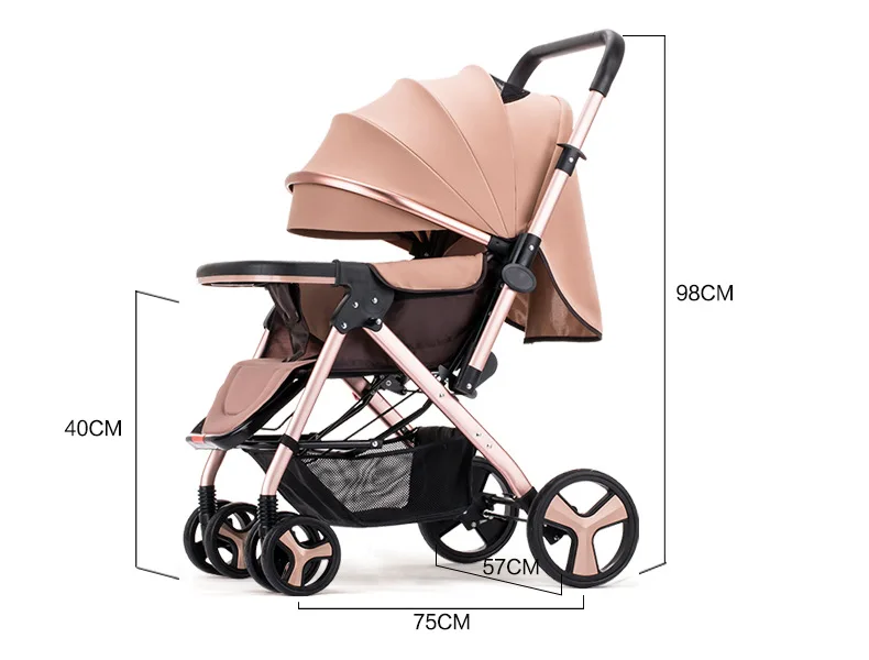 Стиль портативная Высокая пейзаж детская коляска Сидящая лежа складная дорожная коляска для ребенка четыре колеса