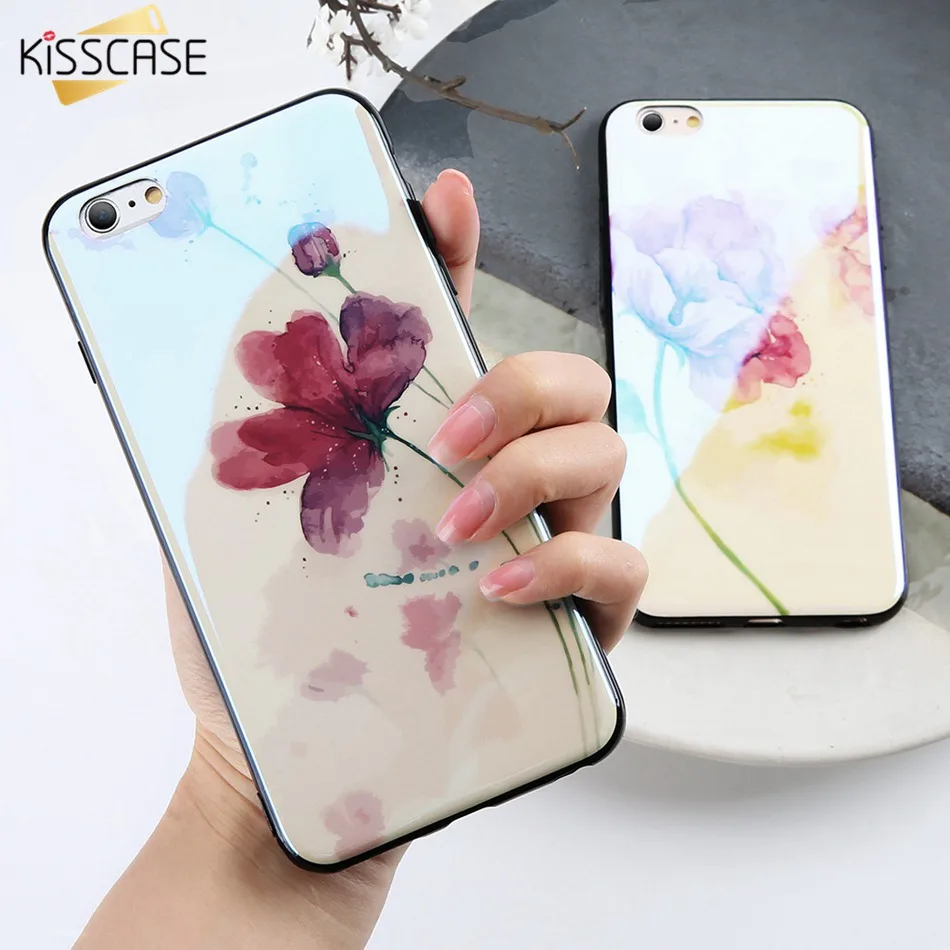 KISSCASE Модный чехол для телефона с цветочным рисунком iPhone X 7 8 Plus мягкие силиконовые