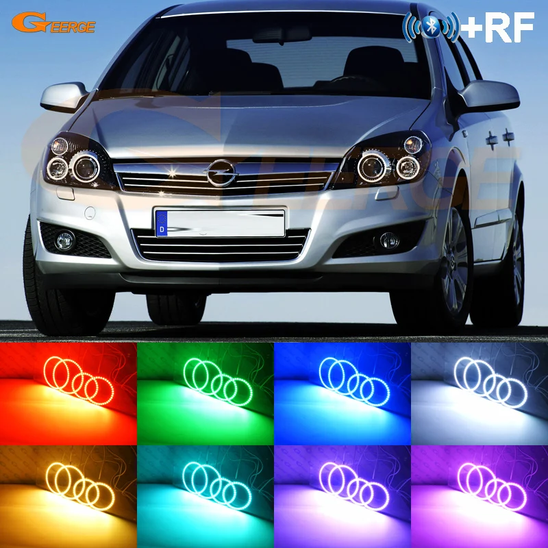 Для Opel Astra H 2004-2010 ксеноновая фара отличный RF Bluetooth контроллер многоцветный RGB светодиодный ангельские глазки Halo Кольцо Комплект