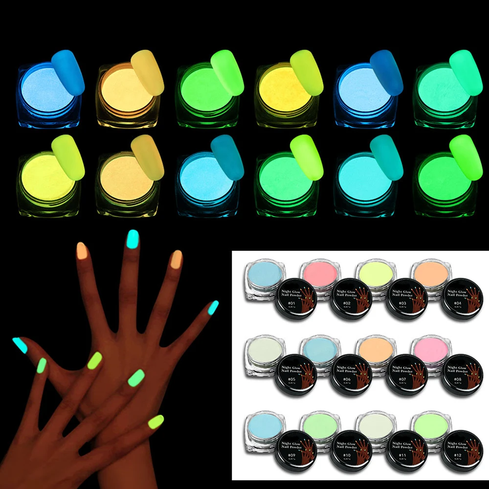 

Luminous Pigment Powder Mixed With UV Gel Nail Polish Glow In The Dark Night Glow Coating Powder Nail Art Decorations