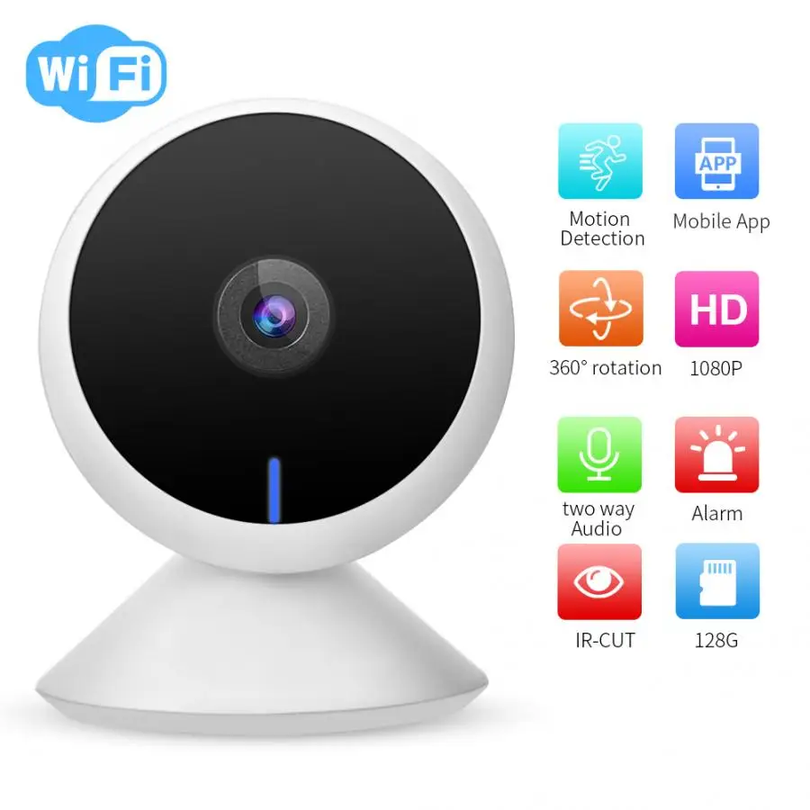 

100-240V Wireless IR Night Vision Camera Remote Control Camera Fit for Google Home camaras de seguridad