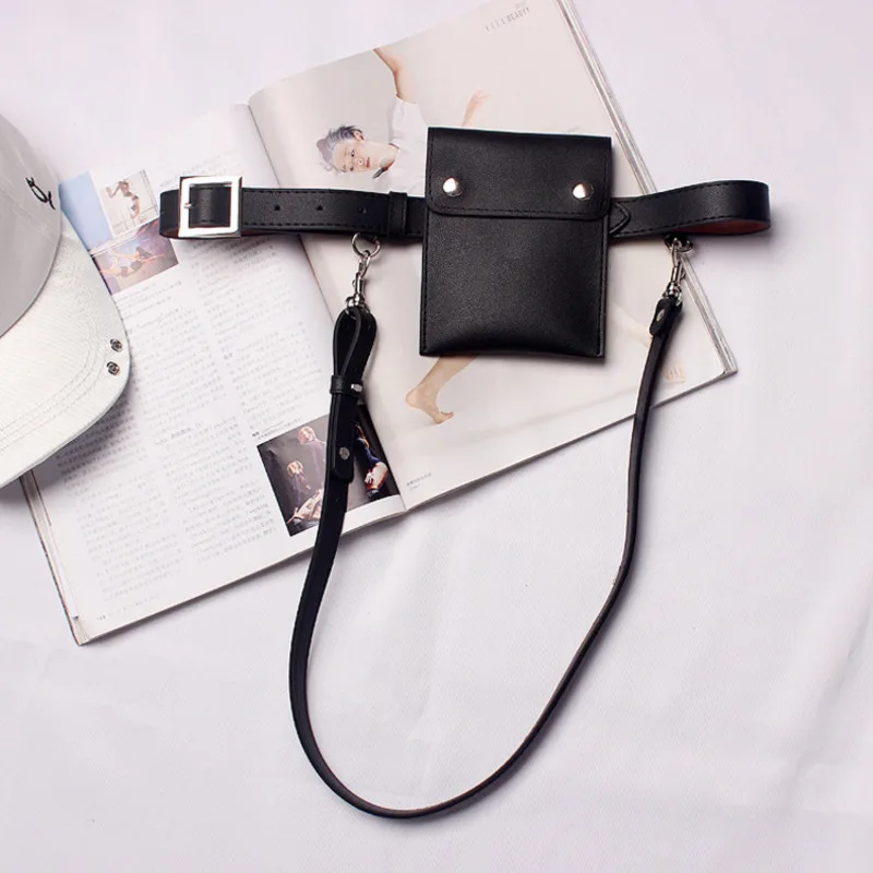 

[BXX] 2020 Autumn Unisex Fashion Belt Narrow Adjustable Shoulder Straps Rectangle Rivet Mini-bag Adult PU Belt C08101