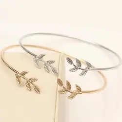 Распродажа браслет с листьями открытым браслеты для женщин Мода Листья покрытием манжеты популярные ювелирные изделия золото