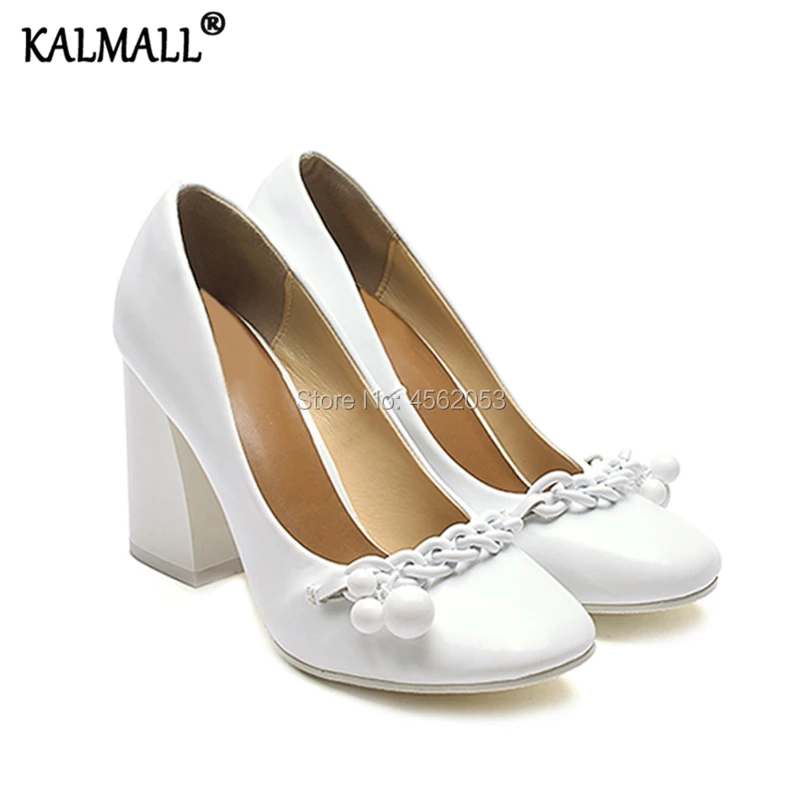 Женские Элегантные модельные туфли KALMALL 2019 черные белые Лакированные кожаные