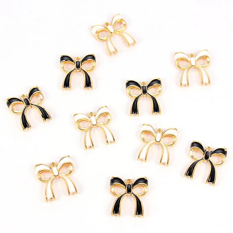 

10pcs Zinc Alloy Enamel Bow Tie Charms Pendant For Handmade Earring Necklace Bracelet DIY Jewelry Making 17x20mm