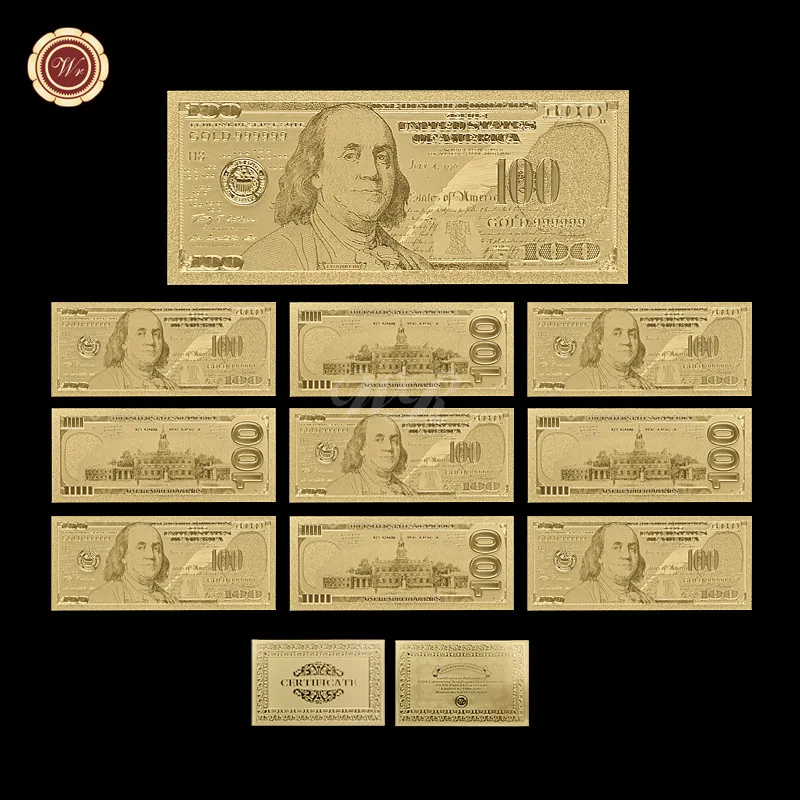 WR американский Новый Usd 100 золото банкнота Творческий 999 9 24 К деньги искусство