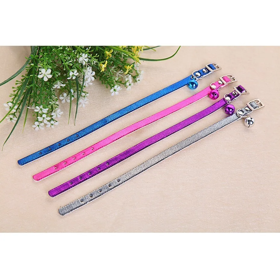 New Fashion Leather Snake Grain Pet Puppy Cat Dog Collar Neck With bell