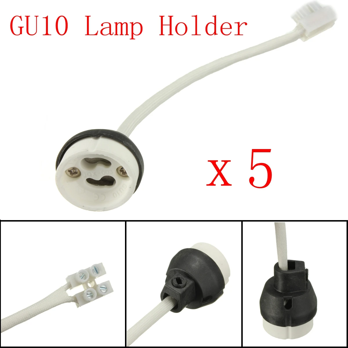 

5 x GU10 Ceramic Lamp Holders Mains Wire Light Bulb Base Connector Block Socket For LED Bulb Halogen Lamp Light
