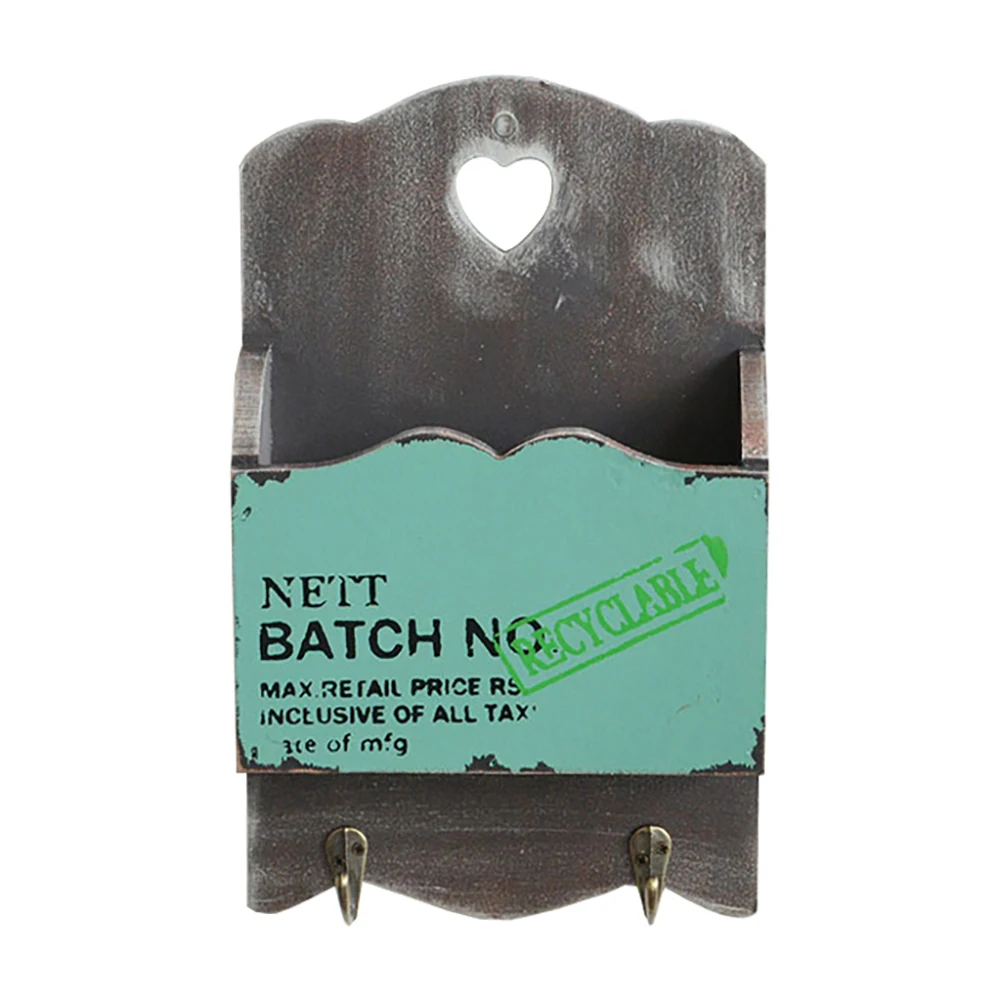 

1PC Wooden Vintage Portable Countryside Wall Storage Shelf Letter Box Key Rack Flower Pot for Coffee Shop Decoration