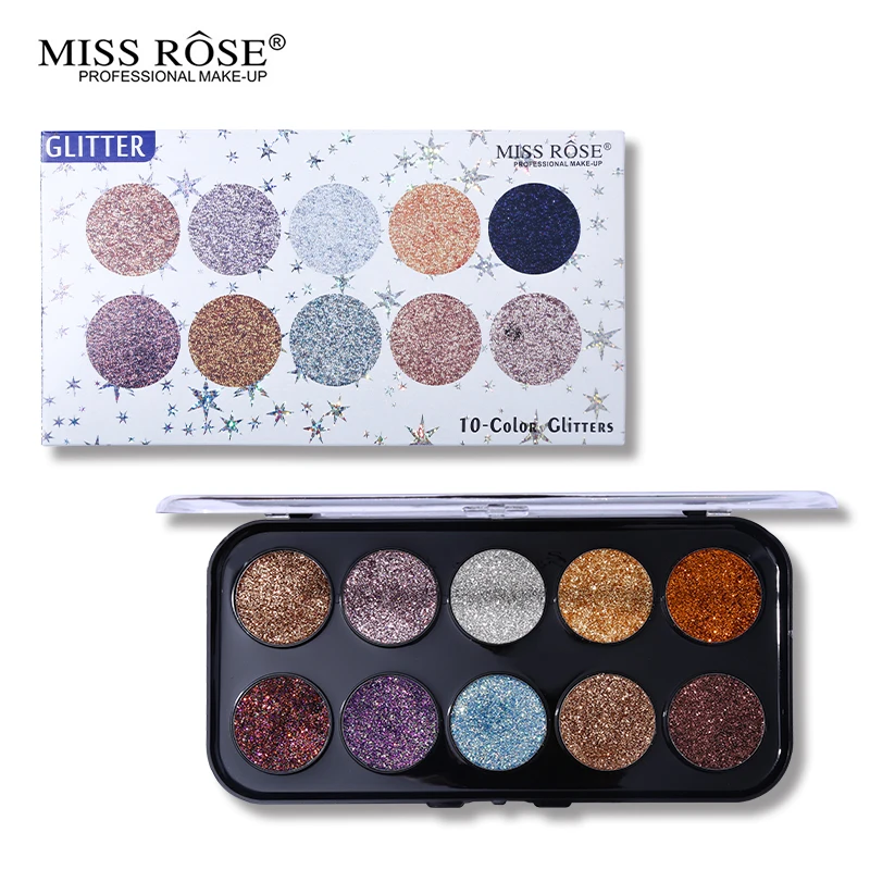 Палитра теней для век Miss Rose 10 цветов блестящие алмазные тени макияж с эффектом
