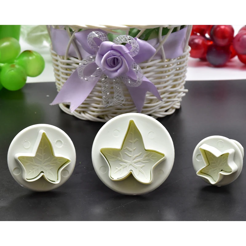 

3pcs/Set Fondant Cake Cutter Cookie Mold Flower Leaf Decorating Baking Mould