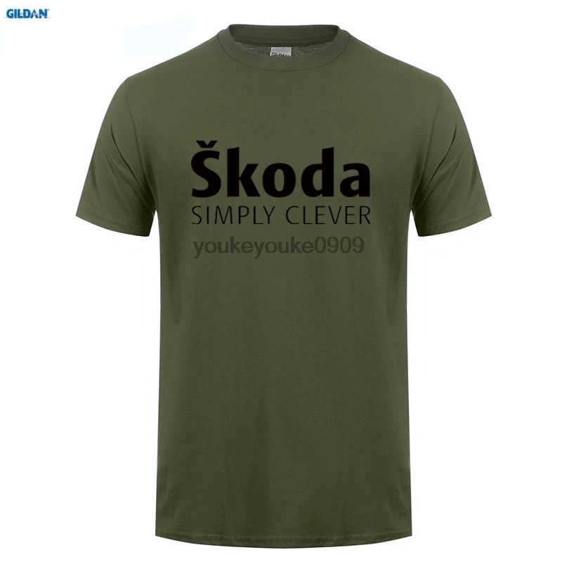 GILDAN просто CLERER CAR SKODA с логотипом короткий рукав Футболка Топ лайкра хлопок