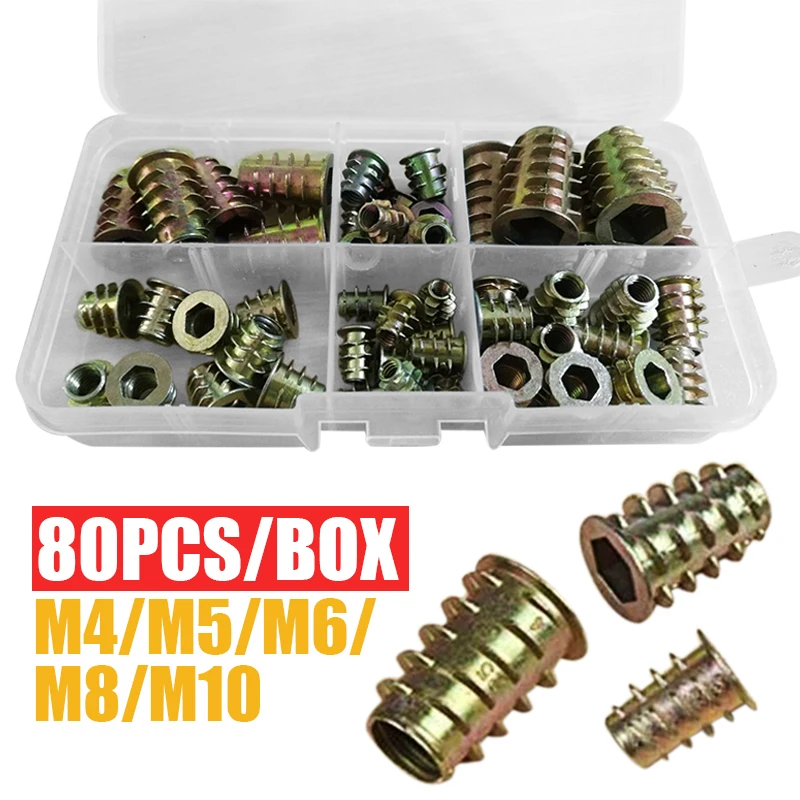 

80pcs Zinc Alloy Hexagonal Driving Thread M4/M5/M6/M8/M10 Hex Drive Head Furniture Nuts